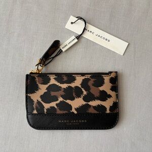 Marc Jacobs Brown and Black Leopard Animal Print Key Coin Pouch Card Holder